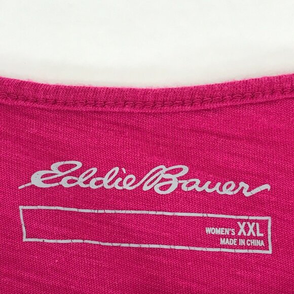 Eddie Bauer Criss Cross 3/4 Sleeve Tunic Tee Women's Plus XXL Pink Casual Knit - Picture 9 of 10